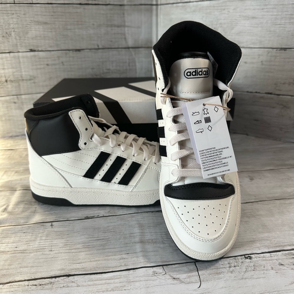 Adidas Women's Black and White Break Start Mid Sneakers